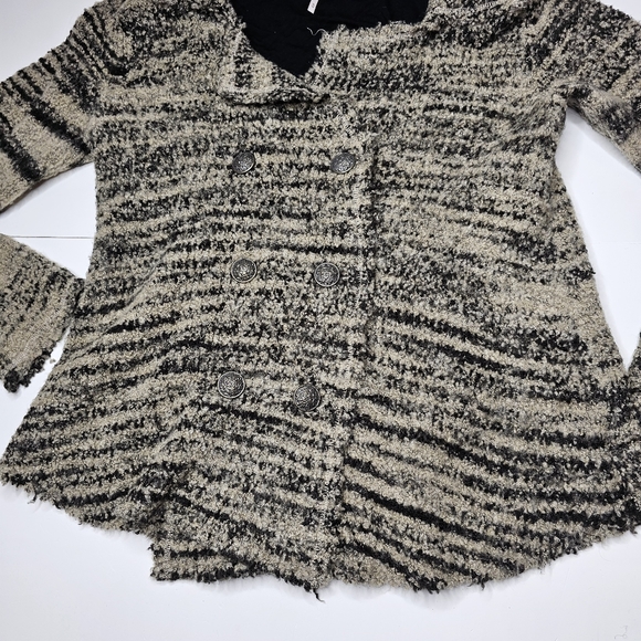 Free People Zebra Yarn Double Breasted Knit Cardigan Wool Blend Medium - Picture 3 of 16